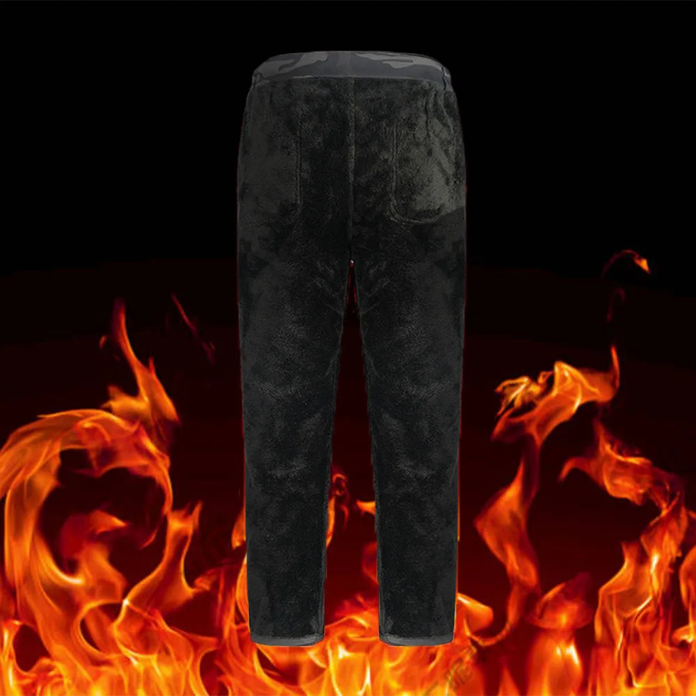 Men\'s Down Pants Winter Thicken Fleece Straight Leg Puffer Cargo Pants Warm Windproof Outdoor Warm Climbing Ski Trousers