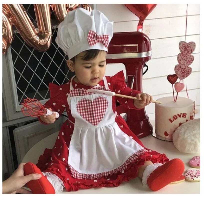 2024 Newborn Baby Photography Prop Baby Chef Outfits Chef Hat Apron Set Infant Baby Chef Costume Newborn Photo Outfit