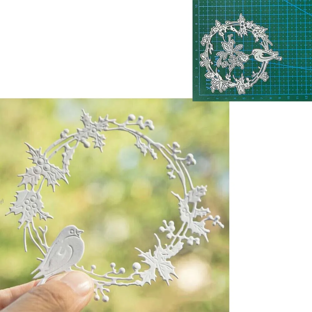 Branch bird wreath metal cutting dies Scrapbooking decoration paper craft knife mould blade punch template Embossing stencils