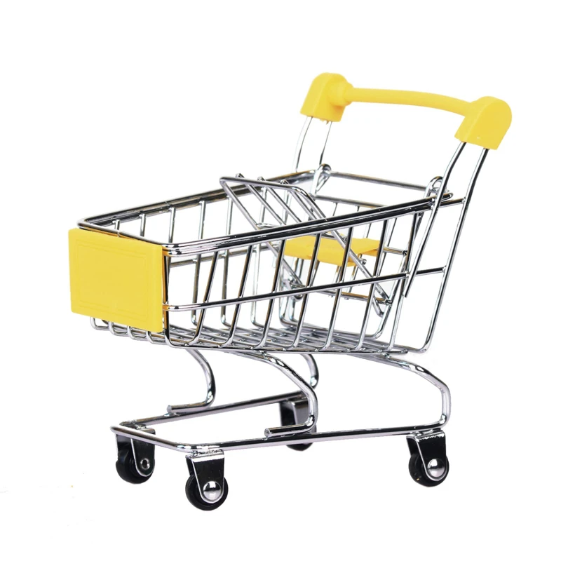 Supermarket Hand Trolley Mini Shopping Cart Desktop Decoration Create Handicraft Ornaments Storage Toy Gift New 2023