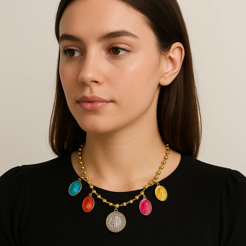 Collar de Rosario elegante de San Benito, collar con colgante de Metal de estilo étnico ajustable, joyería Vintage para el cuello, cadena hasta la clavícula para mujeres y hombres