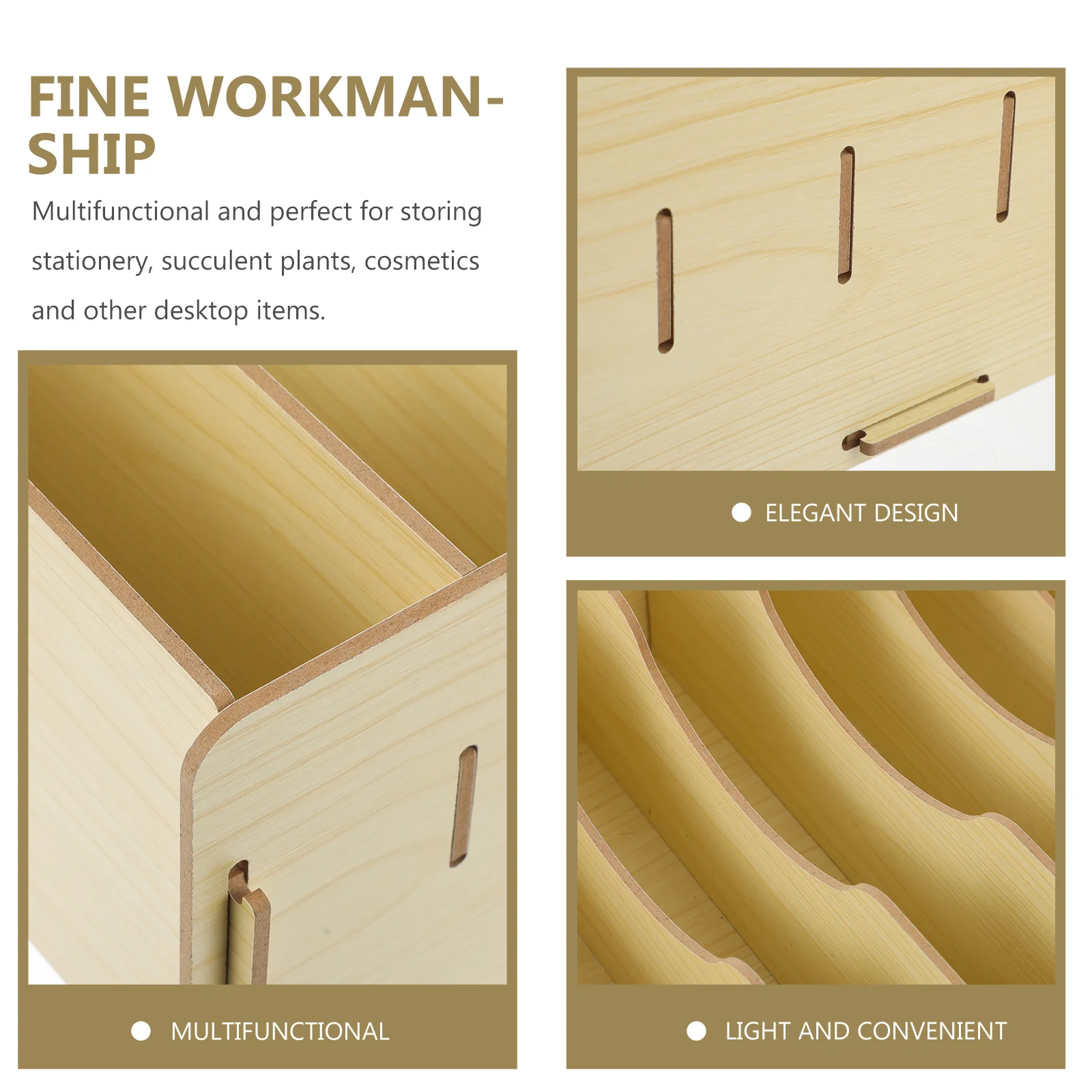 صندوق تخزين اللوازم المكتبية منظم سطح المكتب الخشبي للقرطاسية ومستحضرات التجميل والعصارة والمدرسة المنزلية والخشب