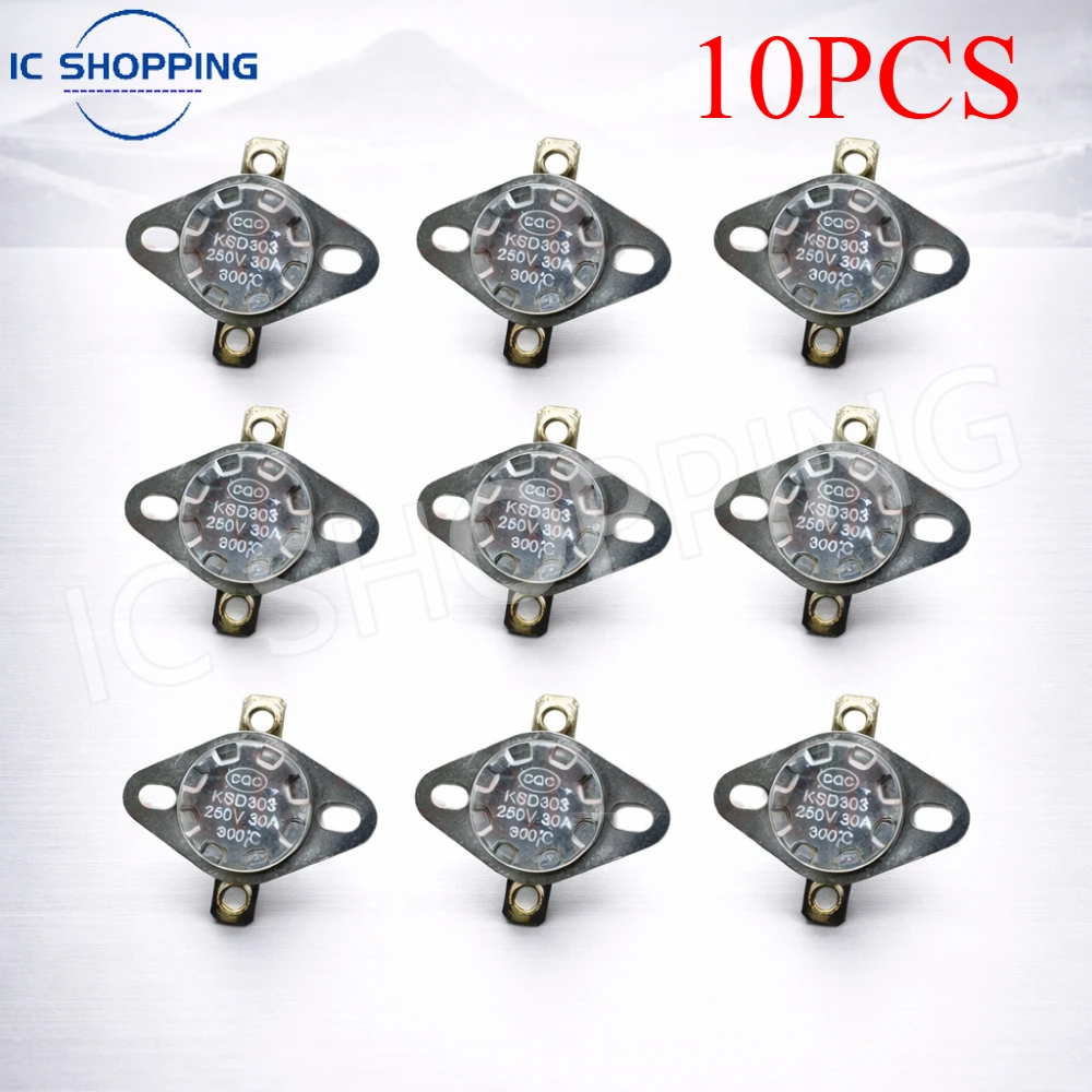 10PCS KSD303 30A 250V 40-300°C Self Reset Temperature Control Ceramic Thermostat Switch for Heater Appliance