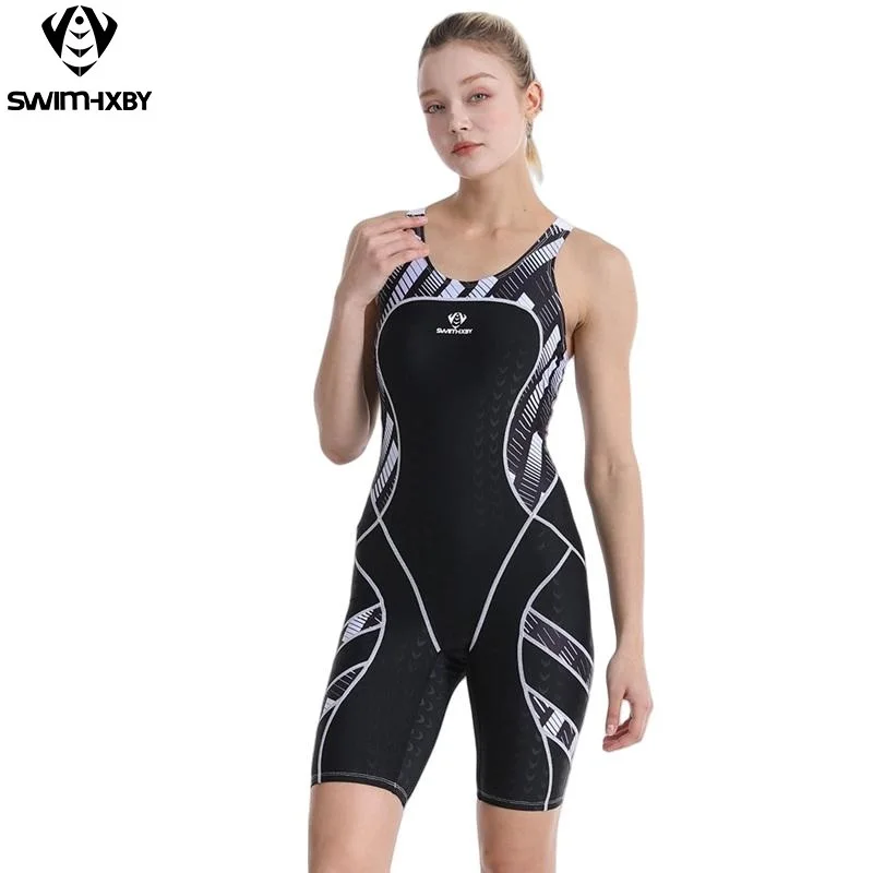

Women's Competition Swimwear Knee Length Resistant Training Swimsuit Quick Dry Breathable Kneesuit