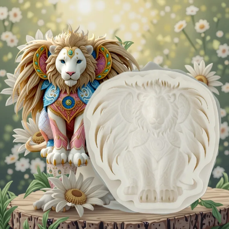 

Phantom Beast Armor Lion Silicone Mold Cake Edge Decoration Fondant DIY Epoxy Baking Mold Cake Decoration Accessories