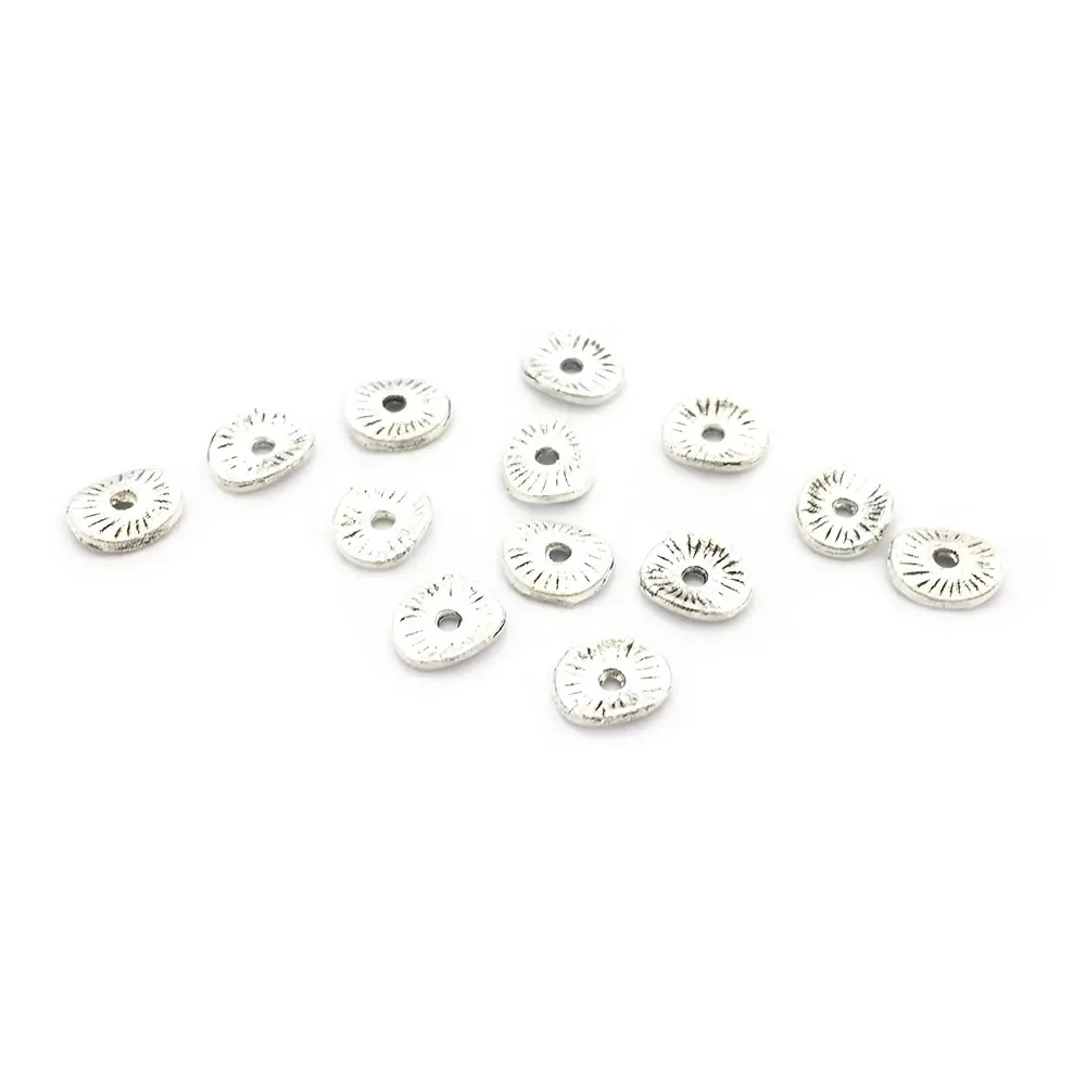 200PCS Antique Bronze Zinc Alloy Round or Curved Brushed Disks Space Beads Diy Jewelry Making Supplies Earrings Accessories