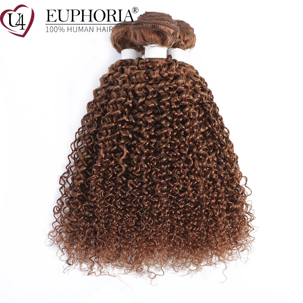 Brazilian Customized Kinky Curly Human #27 30 Color Hair Bundles Pack Brown Human Hair Weaving Weft Extensions Bundle EUPHORIA