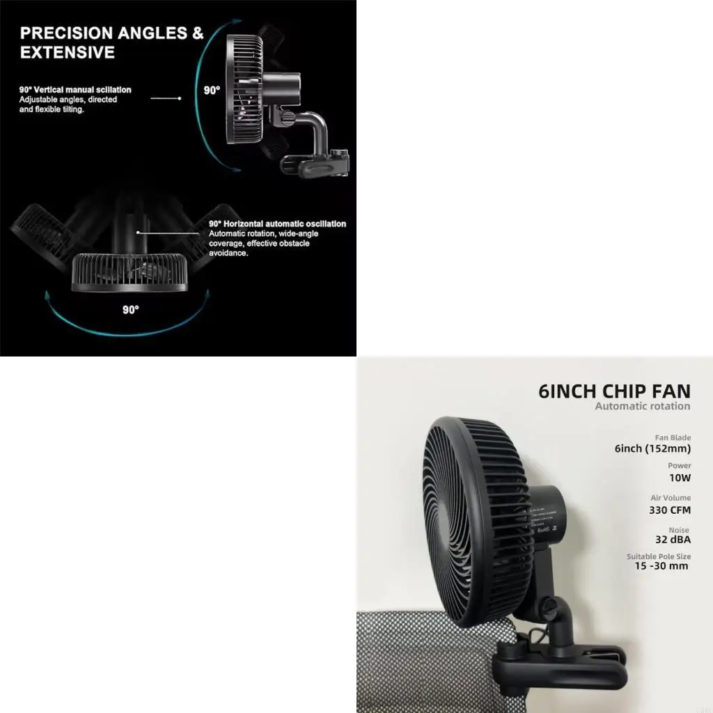 

Tent Clip Fan 10 Speed Weatherproof for Hydroponics Circulation Cooling