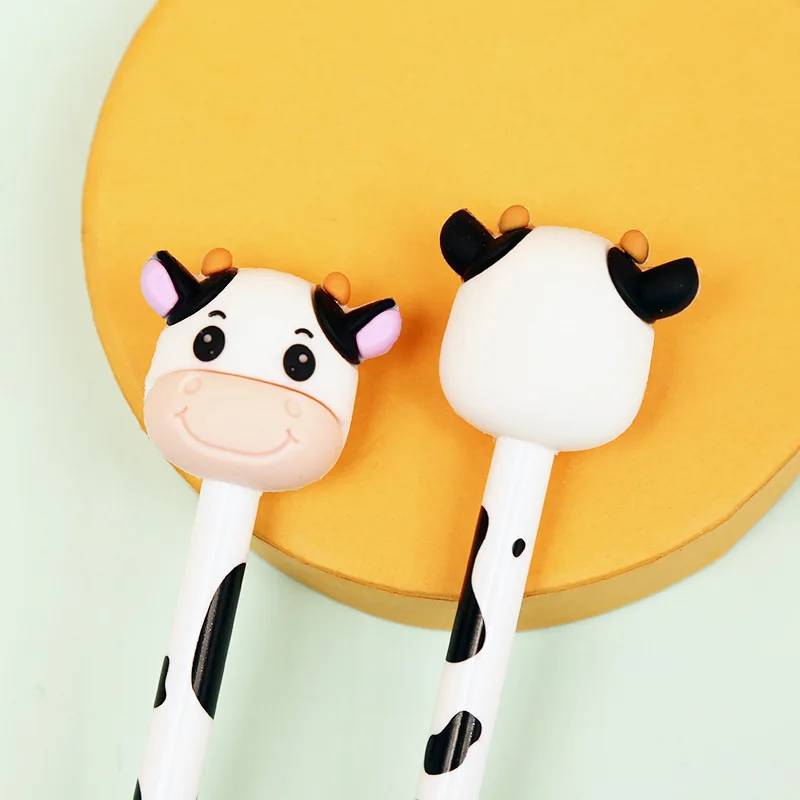 1-2 pcs Cute Cow Gel Pen Creative Press Office Gift School Supplies Stationery Kawaii Funny Pens