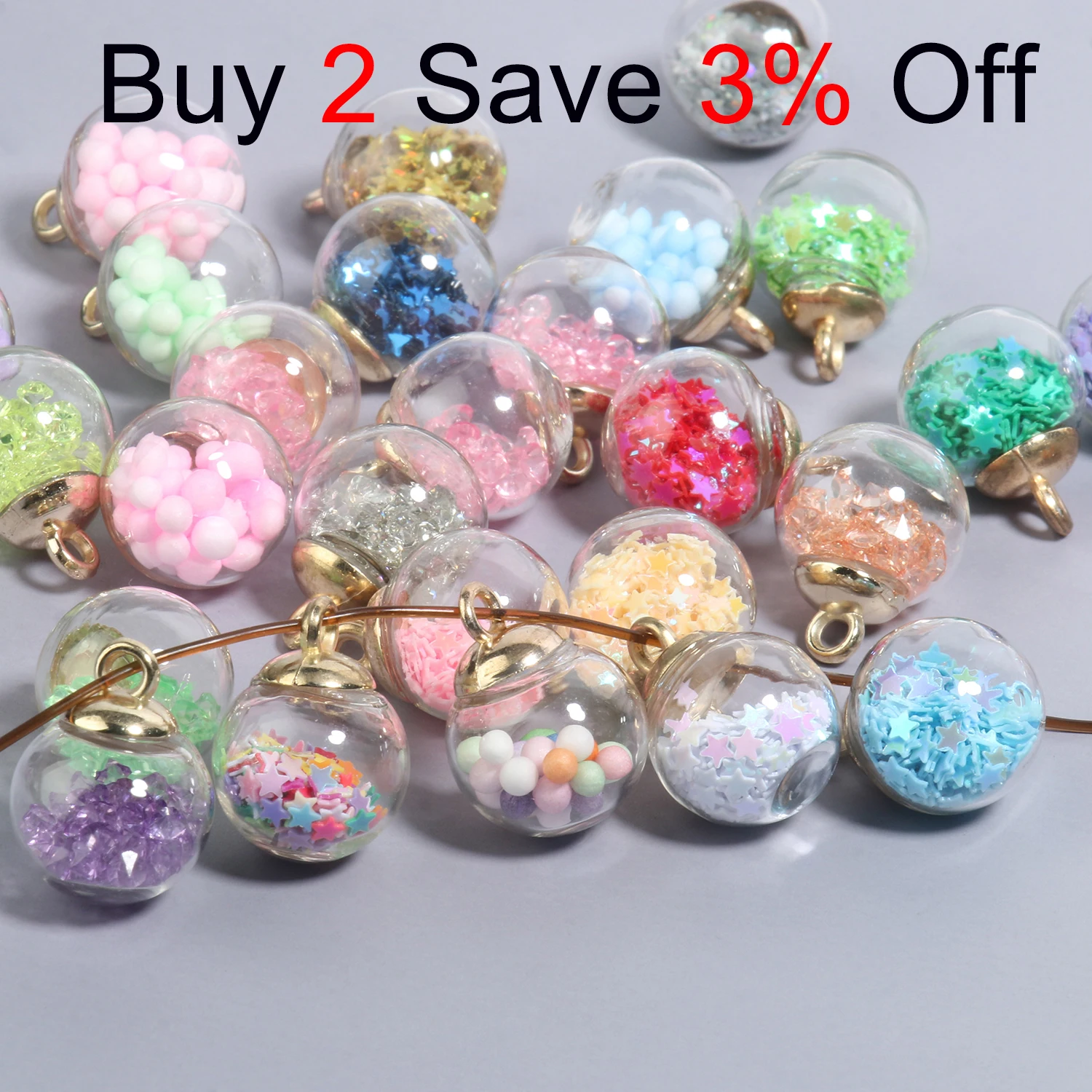 20pcs Glass Bottles Pendant Plastic Star Foam Ball Charms Pendant for Jewelry Making Ornaments Diy Earrings Necklace Accessories