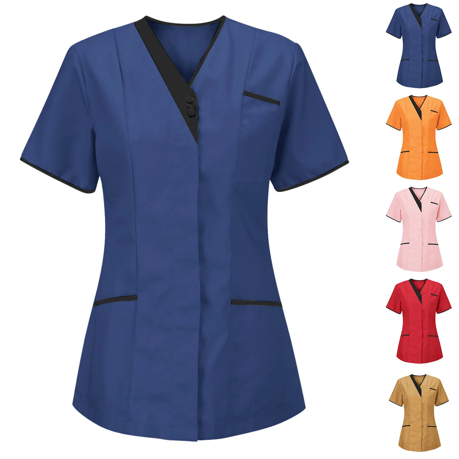 

2026 V Neck Short Sleeve Scrub Top Set Comfortable Nurse Uniform For Beauty Salon Cleaning Work