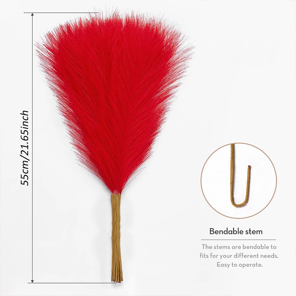20PCS Artificial Faux Bulk Pampas Grass 55CM Boho Decor Flower Fake Plant Fluffy Reed Wedding Party Home Room Decoration Flowers view 3