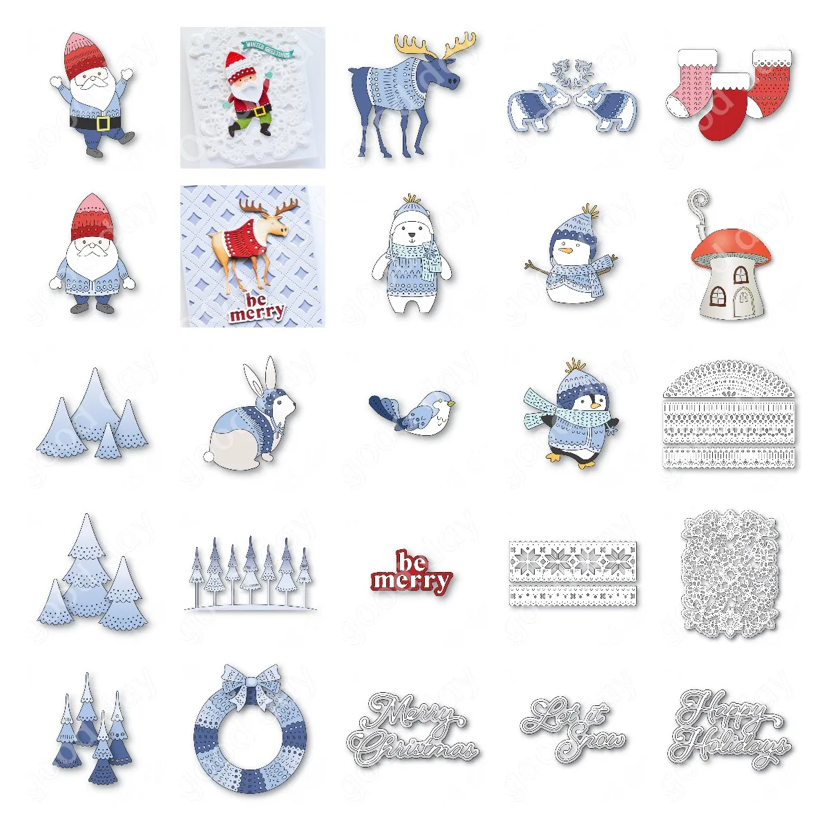 Dancing Father Christmas Elk Snowman Penguin 2024 New Metal Cutting Dies Scrapbooking Paper Crafts Knife Die Blade Punch