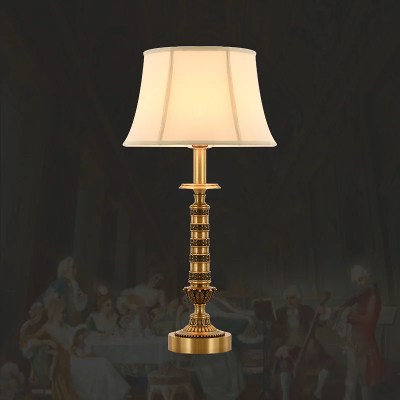 

French Full Copper Living Room Table Lamp Retro Luxury Bedroom Bedside Study Creative Desktop Decoration Desk Lamp