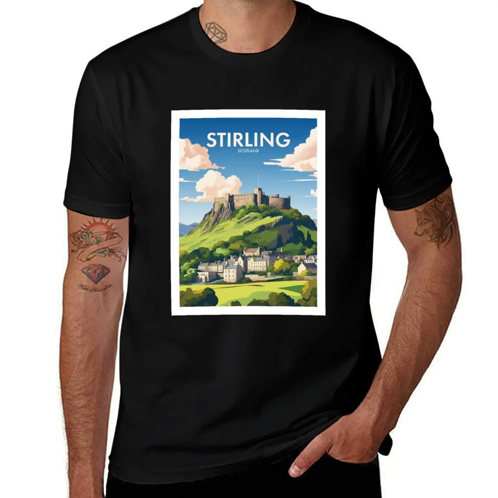 

STIRLING Travel Poster T-Shirt Anime t-shirt blue archive summer tops custom t shirt men t shirt