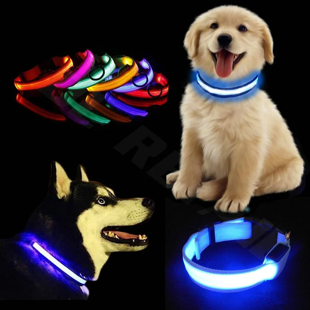 

Glow-in-Dark Adjustable LED Safety Collar with Rechargeable Battery – Ensure Your Pet’s Nighttime Safety