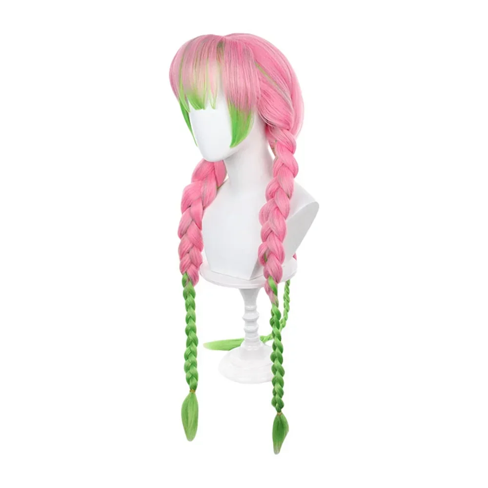 Anime Kimetsu No Yaiba Kanroji Mitsuri Cosplay Wigs Pink Green Gradient Synthetic Hair Party Festival Carnival view 4