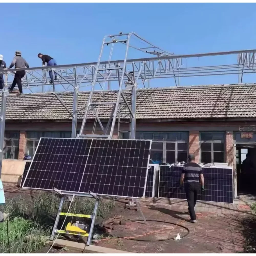 Photovoltaic panel lift for small tile houses with automatic turning
