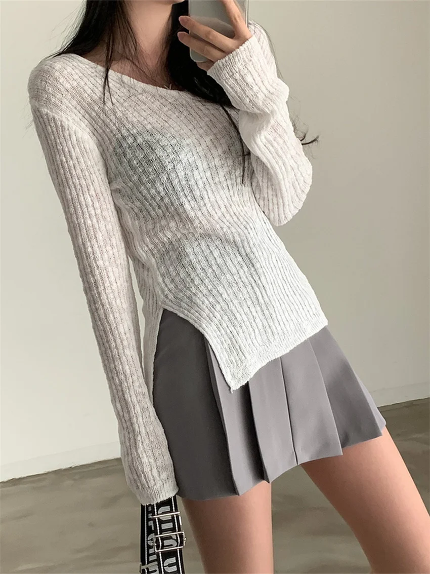 PLAMTEE 2024 Chic Slim Sweaters Women Sunscreen Loose Knitted All Match Summer Solid V-Neck Full Sleeve Gentle Casual New