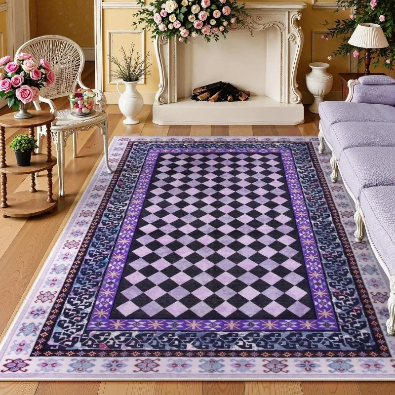 Black Trellis Rugs for Living Room Carpet Machine Washable Sofa Coffee Table Anti-slip Floor Mat Bedroom Bedside Rug Ковер 러그