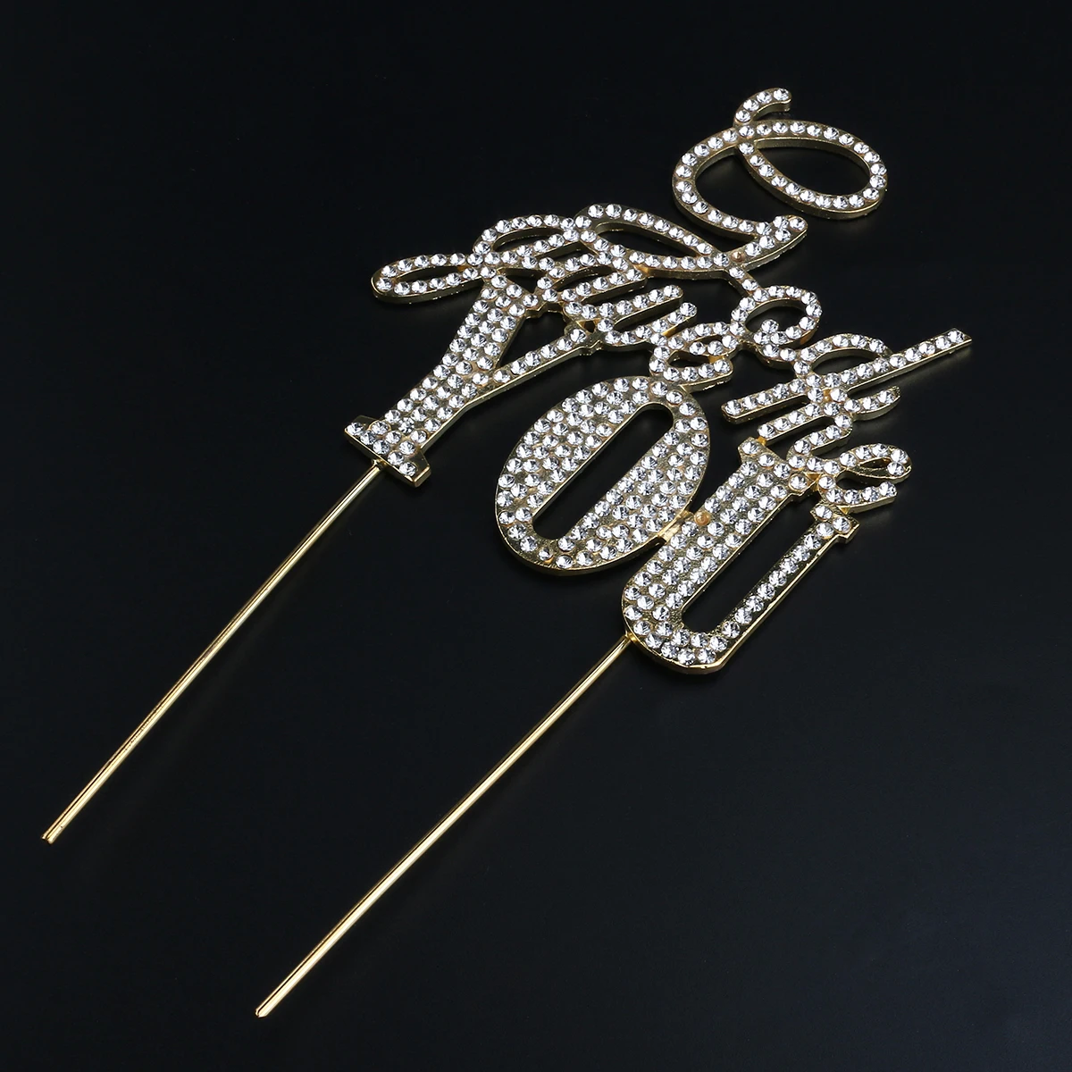 

Gold Cake Topper 20.5X10.5Cm Alloy Rhinestone You Design For Birthday Wedding Anniversary Party Decoration Cake
