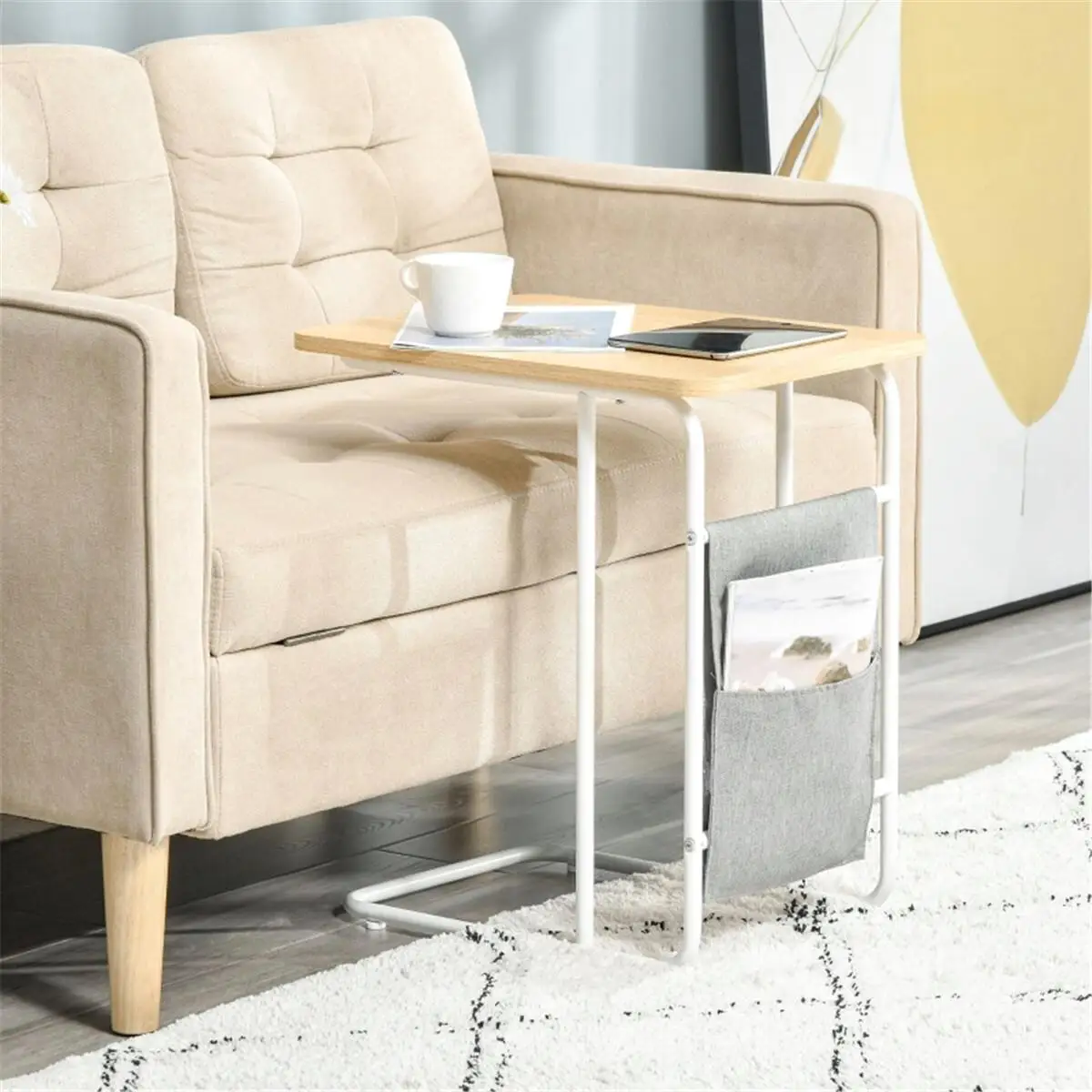 Modern C-Shaped Sofa Side Table - Stylish & Functional Accent Furniture for Living Room