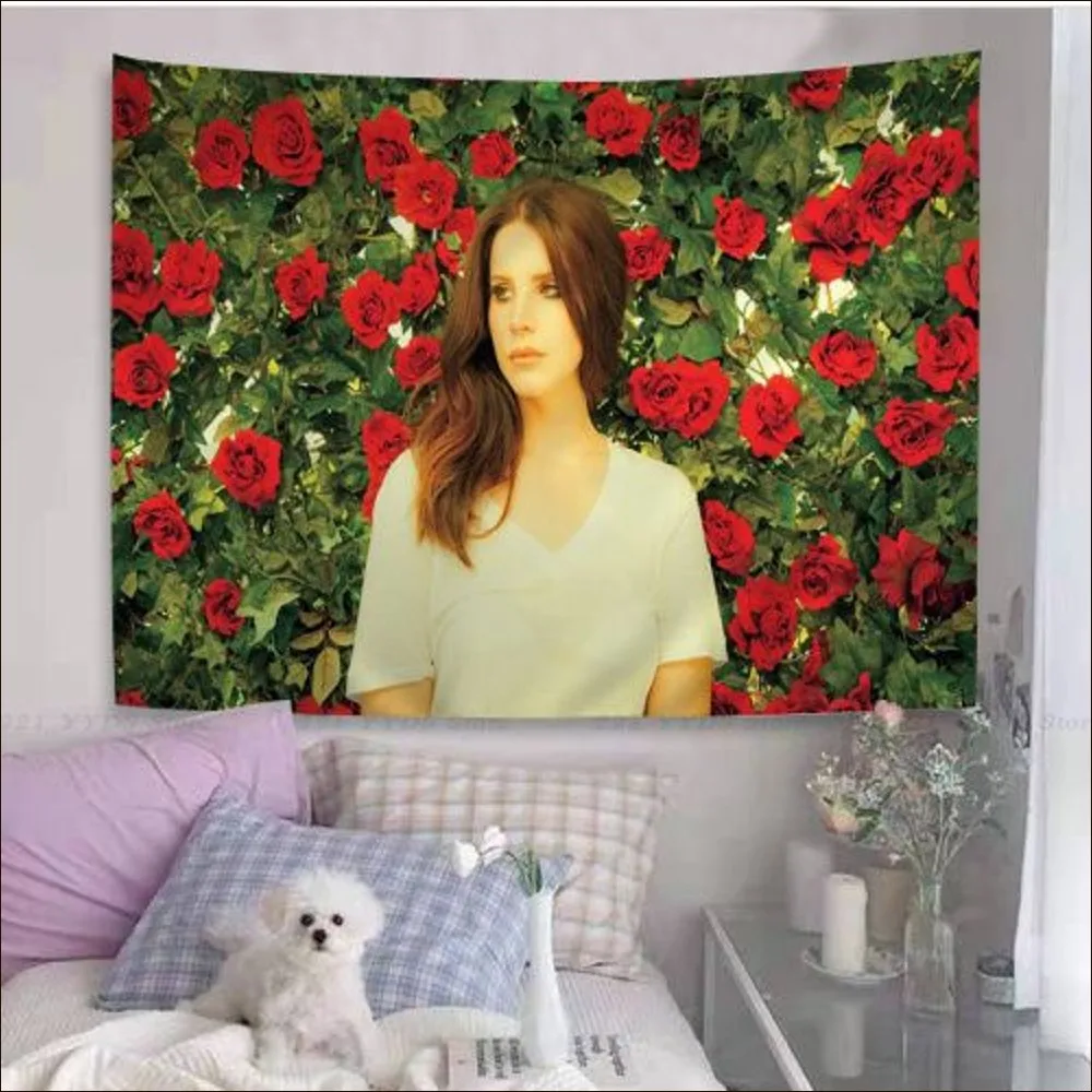 Tapiz de Lana Del Rey singer, tapiz colorido para colgar en la pared, tapiz bohemio para colgar en la pared, hojas colgantes de Mandala