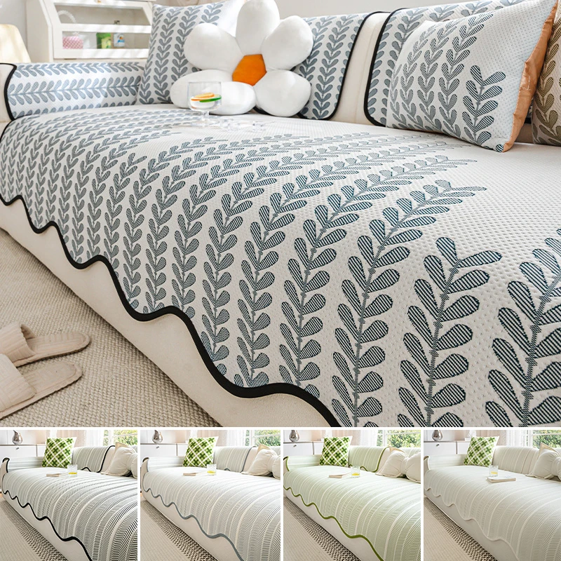 Summer Ice Silk Sofa Cover Universal Non Slip Washable Cooling Cushion Cover Pet Friendly Couch Slipcover for Living Room Decor