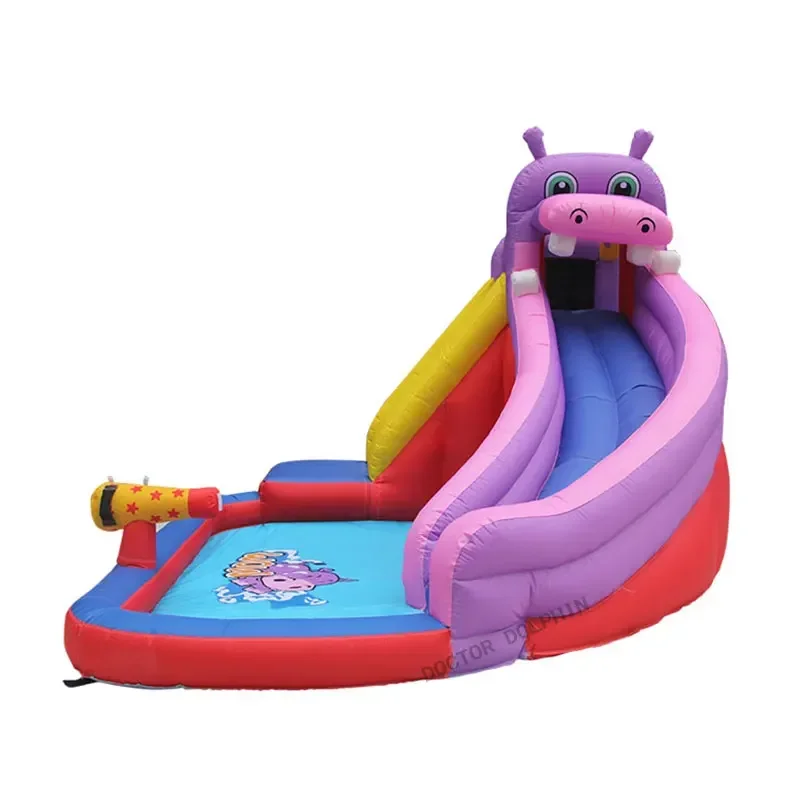 

Hippo Water Slide Inflatable Bounce House for Kids Outdoor Garden Party Game Inflatable Bouncer Castle with Water Slide Park