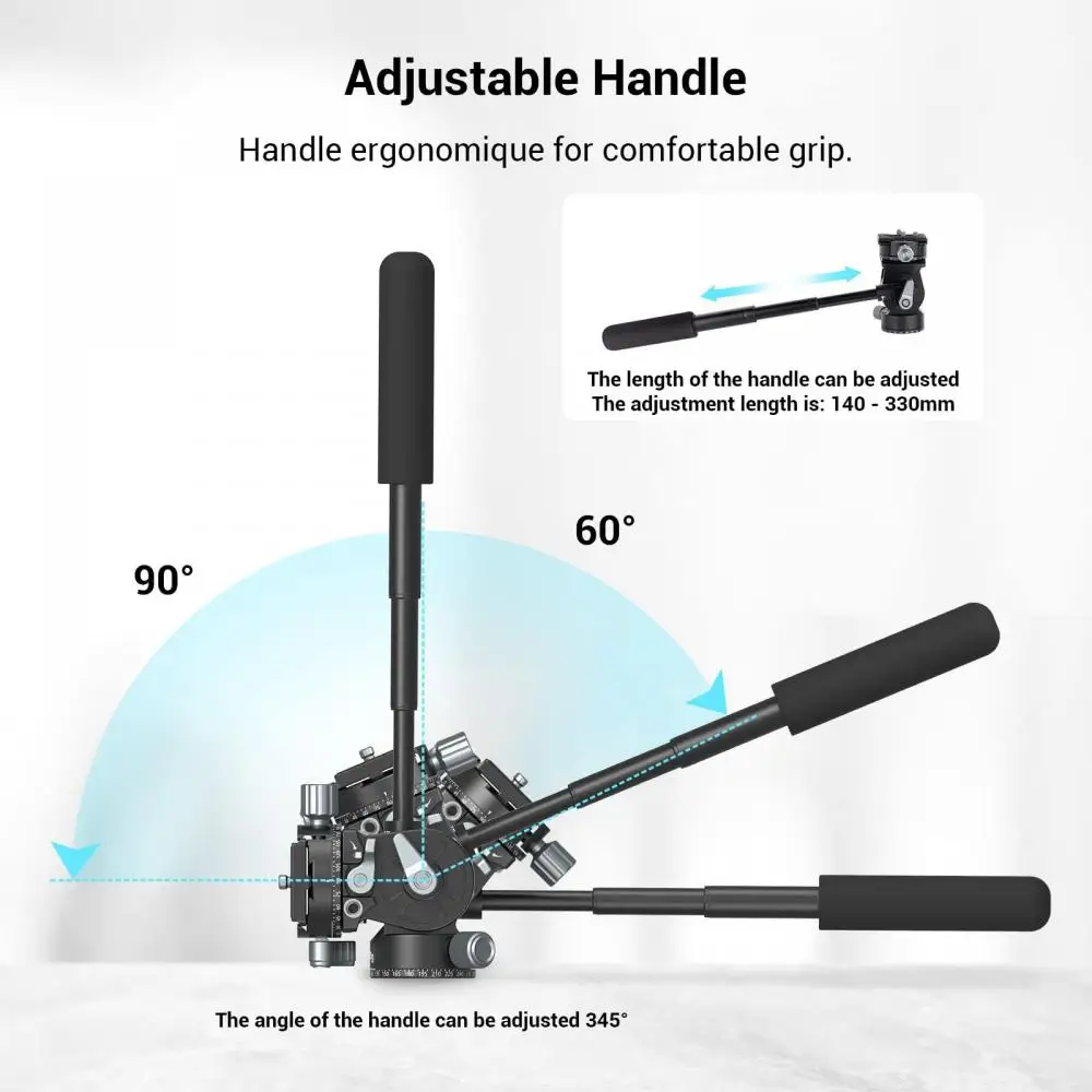 SmallRig Lightweight Fluid Video Head 360 Swivel with a Removable Telescopic Handle Adjustable Lightweight Portable 3457