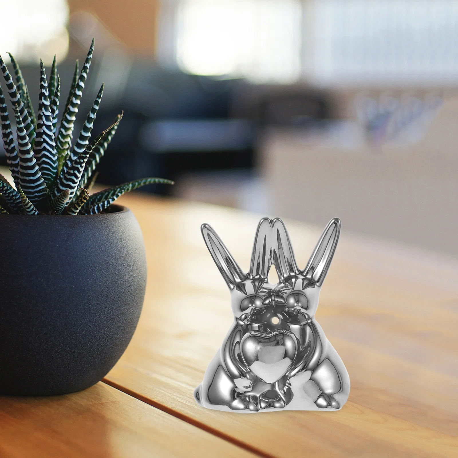 

Ceramic Bunny Ornament Rabbit Figurine Table Decor Centerpiece Figures Decorative