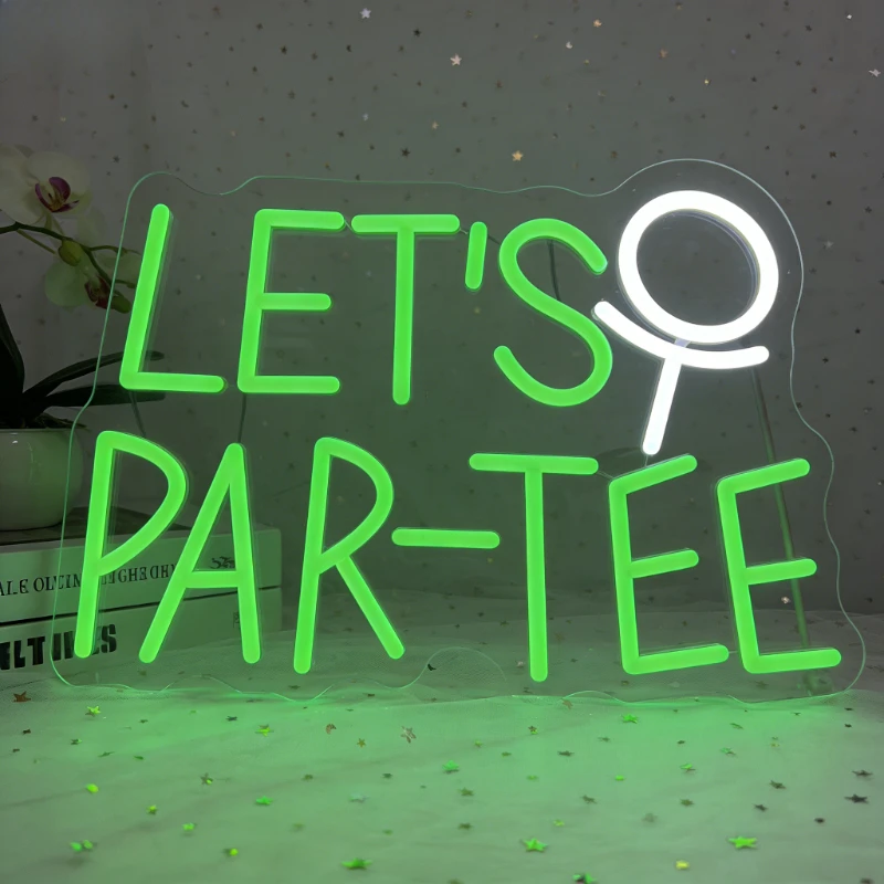 

Let's Par-tee Neon Sign LED Night Light USB Rechargeable Aesthetic Wall Art Desk Lamp for Home Club Party Decor Birthday Gift
