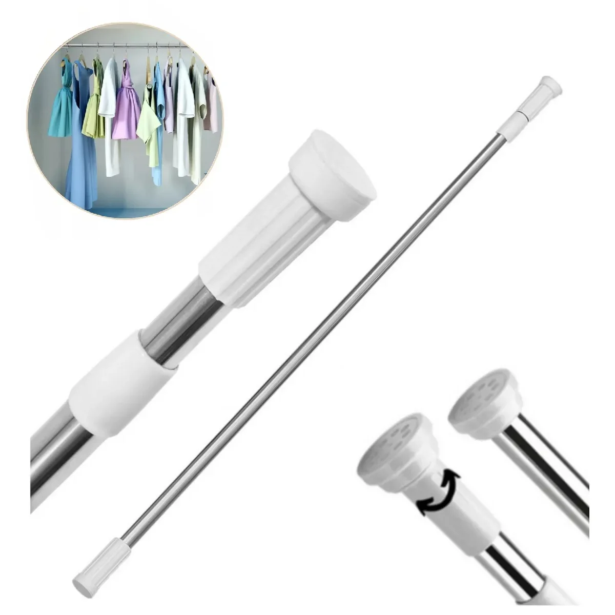 2 Stick Retractable Rod for Bathroom Curtain Box