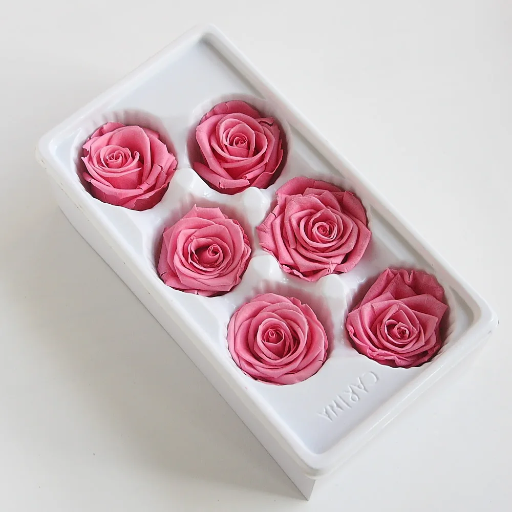 6Pcs/Box B Grade Life Flower 5-6Cm Rose Head Wedding Party Decoration Lover Mother\'S Day DIY Handmade Gift Artificial Flowers