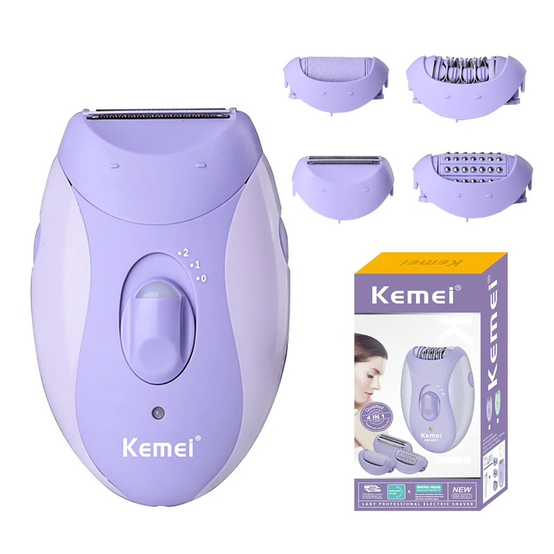 Depiladora Kemei 6037 para mujer 4 en 1, afeitadora eléctrica, pinza depilatoria, máquina de afeitar femenina, recortadora de vello corporal.
