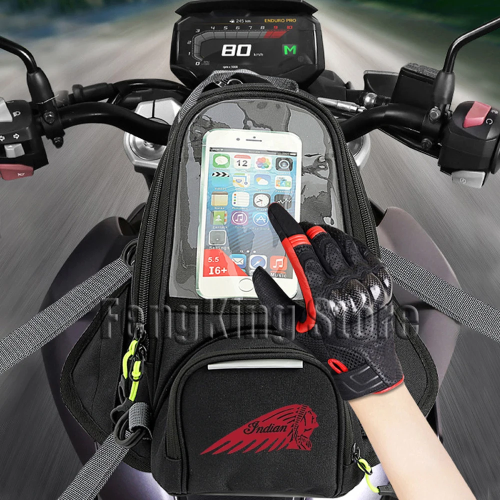 FOR Indian FTR 1200 S FTR1200 Carbon/Rally Chief VINTAG Motorcycle Magnetic Bag Riding Bag Navigation Fuel Tank Bag Large Screen