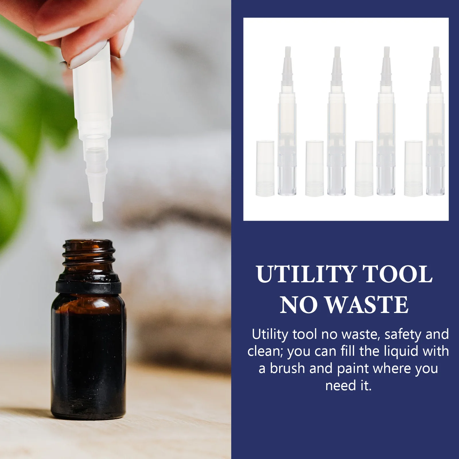 

4pcs Rotating Empty Polish Lip Gloss Refillable Makeup Liquids Applicator Brush Pen Manicure Supply Nail Art Oil Tube Cosmetics