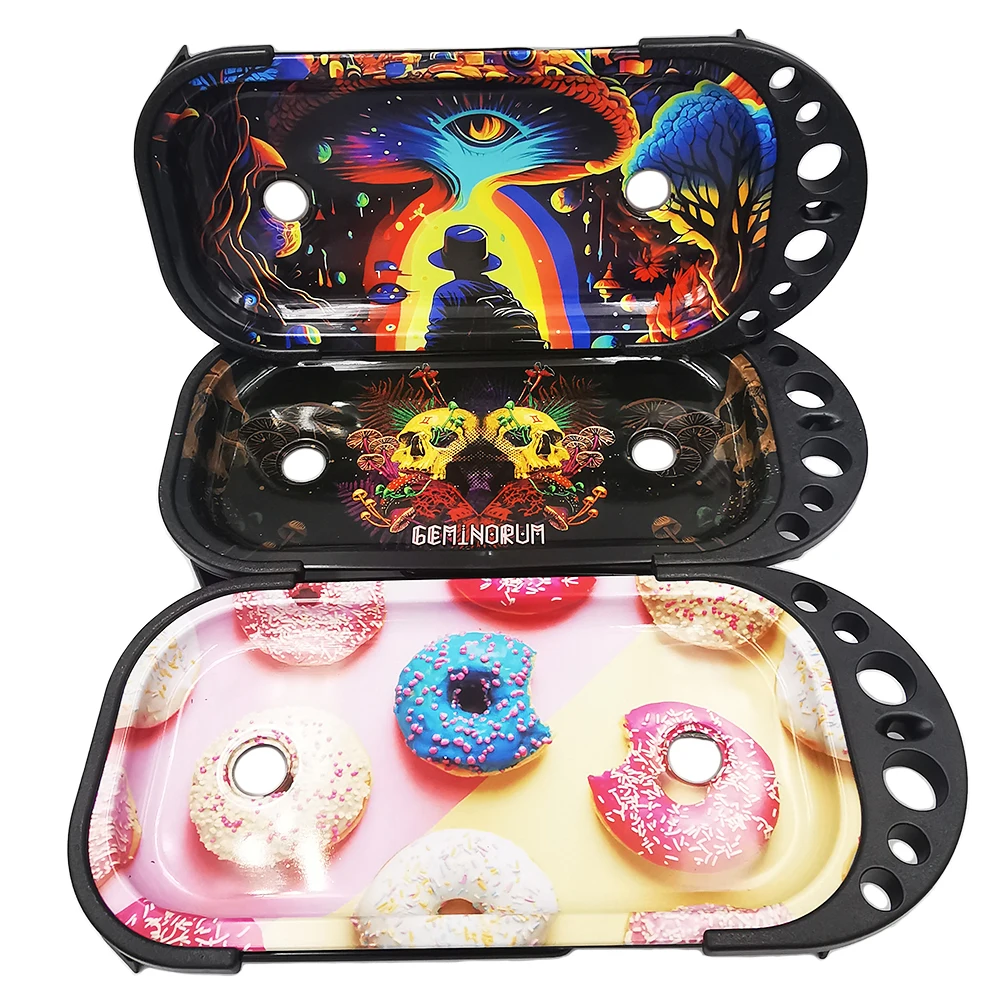Juego de bandejas plegables de 9x4 pulgadas con cepillo de llenado de cargador, bandeja rodante plegable tamaño King, herramientas de soporte para máquina