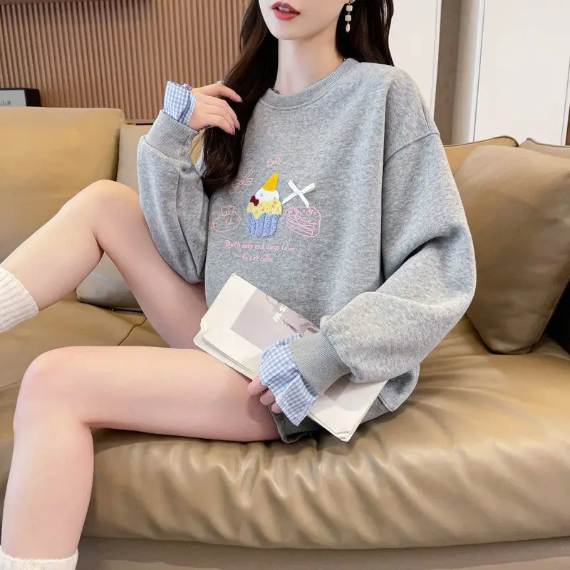 

Women's Sweatshirts for Spring Autumn New Style Loose Slim Versatile Versatile Tops Trendy