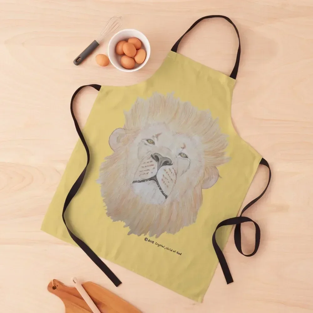 

Lion of Judah Strong Bold Confident Fierce Lion in Watercolor Apron Kitchen Apras Man Restaurant restaurant accessories Apron