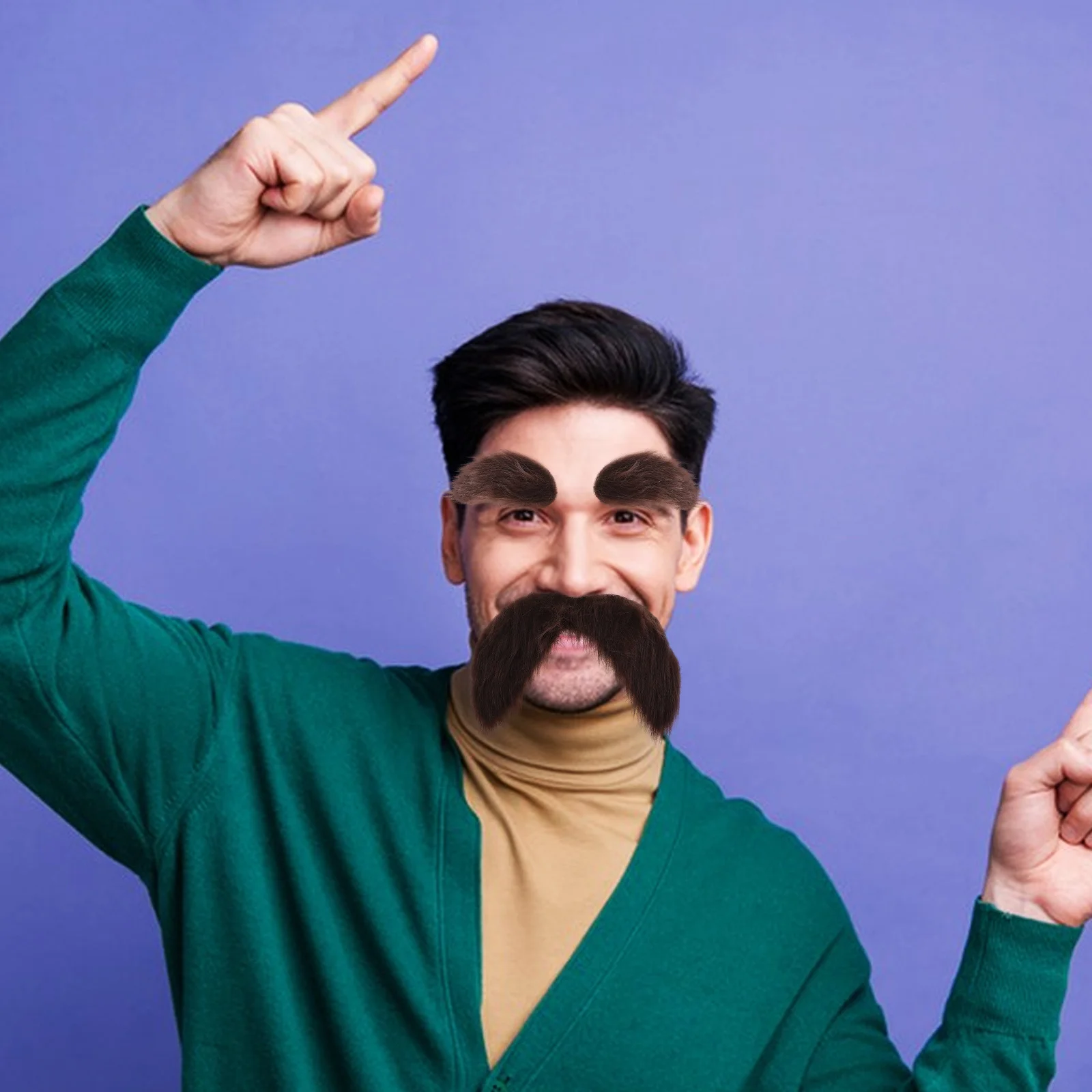 

4Sets Fake Beard Mustache Eyebrow Kit for Costume Party Self-Adhesive Realistic Facial Hair Decorations Versatile Themed Event