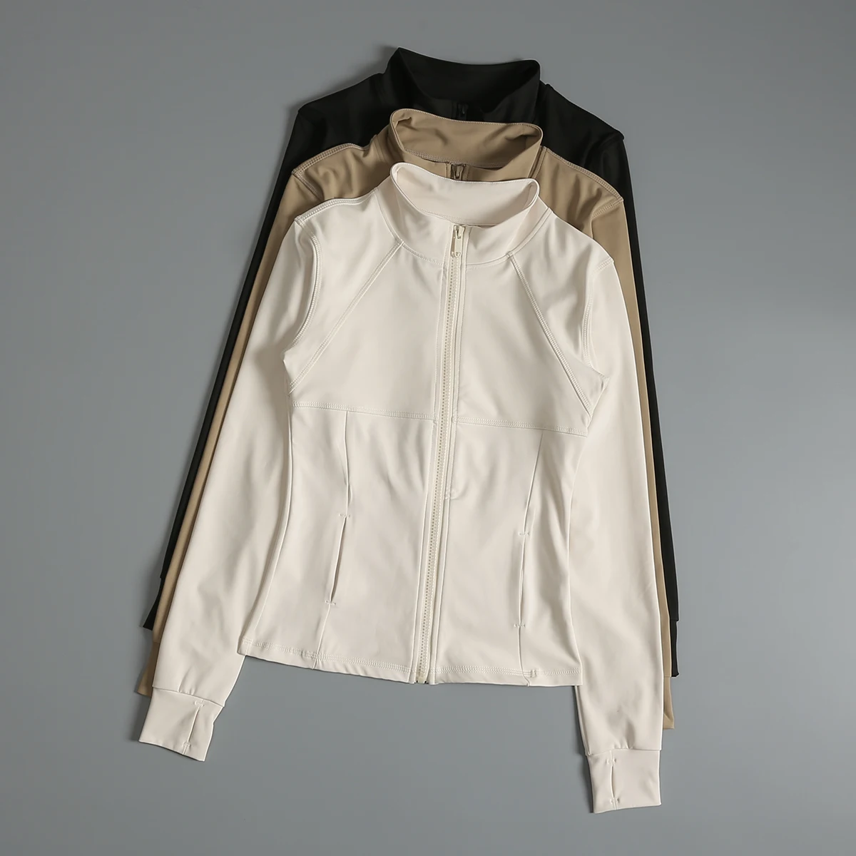 

Stand-collar sports jacket for women slim and versatile fitness clothes stretch tight long-sleeved yoga clothes cardigan