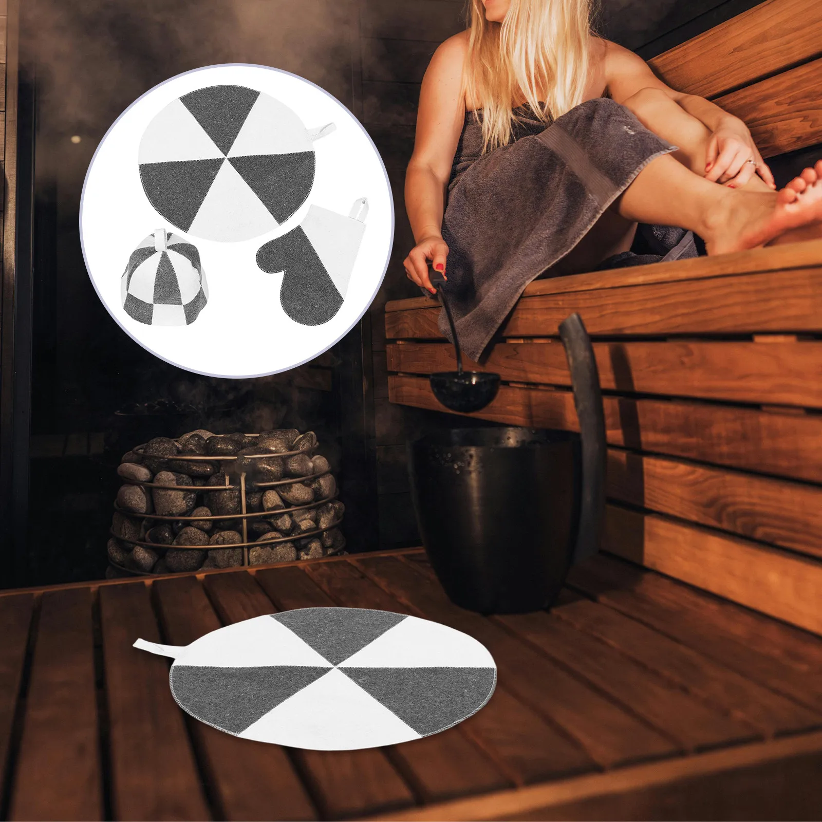 

Комплект для сауны: фетровая утолщенная впитывающая термоизоляционная шапка с перчатками и ковриком для мужчин и женщин, для домашнего использования, спа и парной