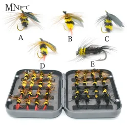 MNFT 32Pcs  Artificial Insect Bait Bumble Bee Fly Trout Fishing Lures River Bait 5 Styles