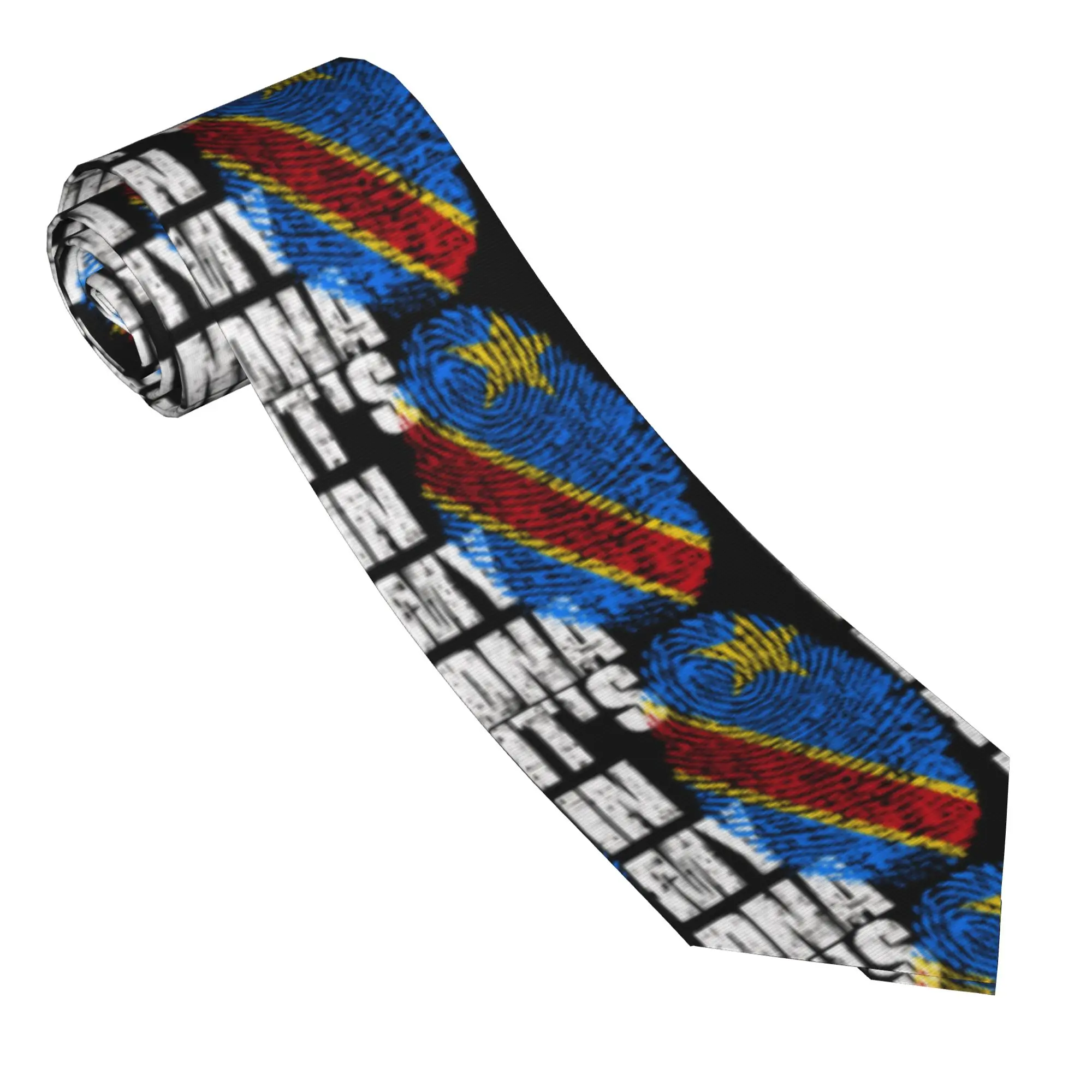 It's In My Dna Democratic Republic Of The Congo Flag Roots Tie Neck Ties Retro Collar Tie Adult Daily Wear Necktie Accessories