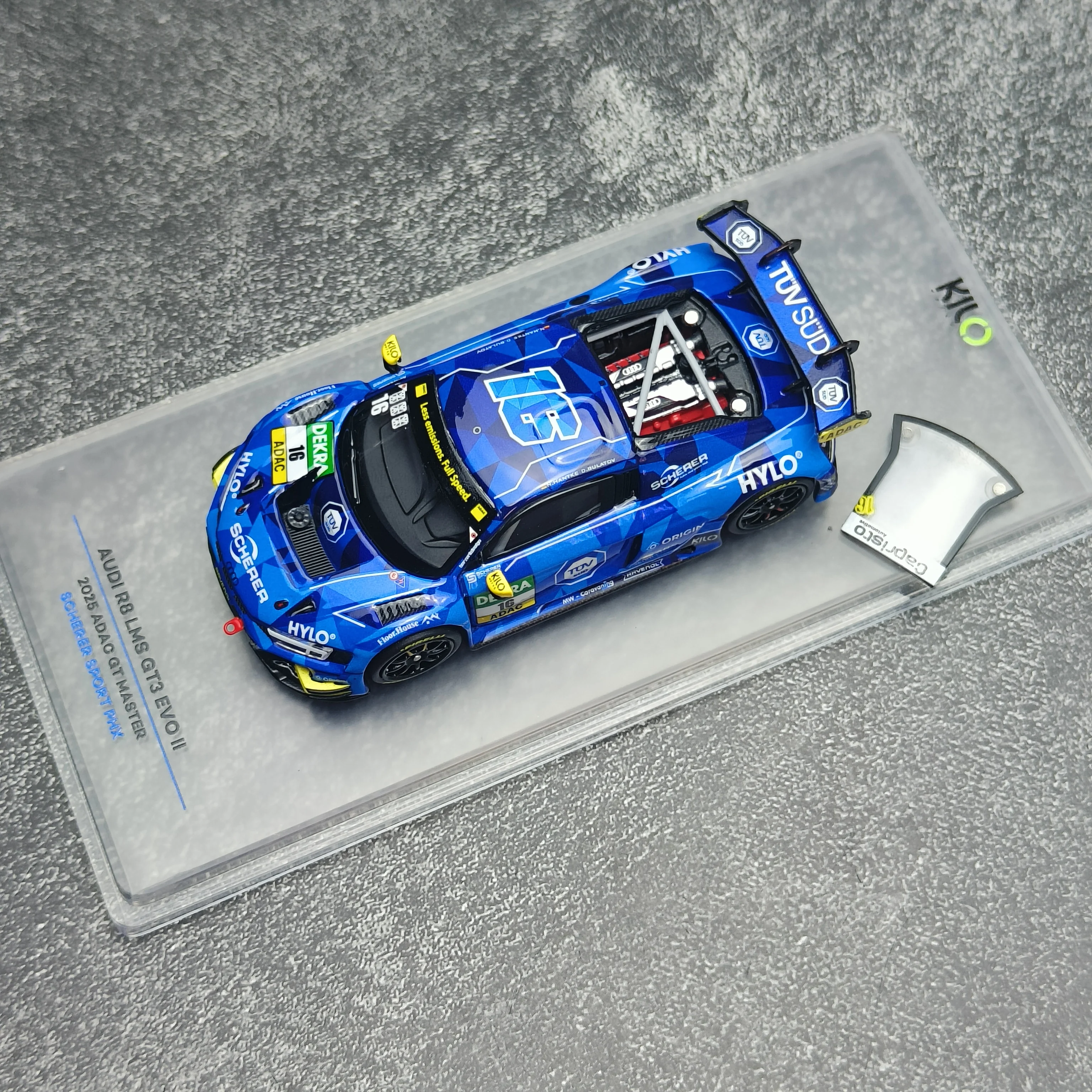 KiloWorks 1:64 R8 LMS GT3 EVO II 2025 Aolly car model Metal static