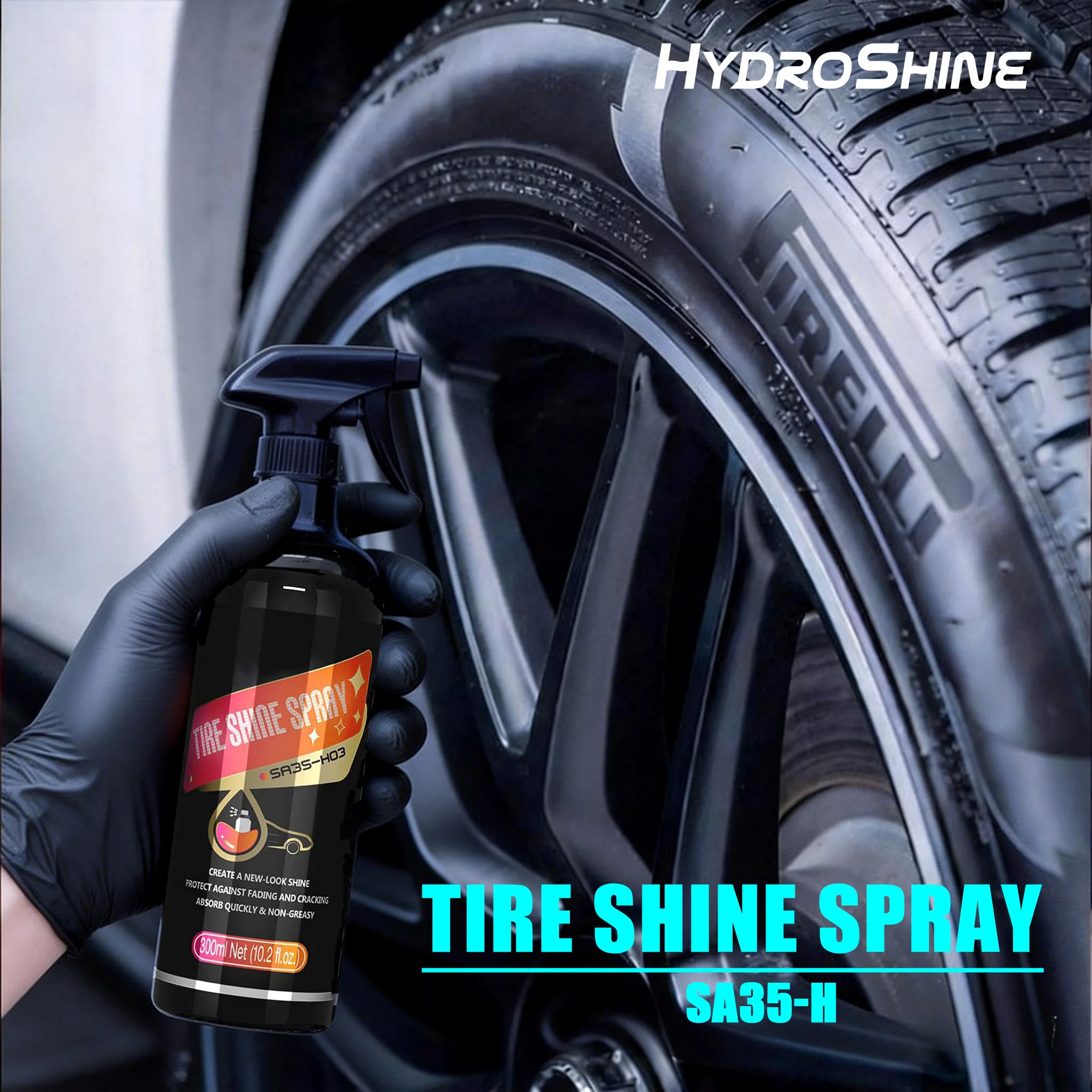 Car Tire Shine Coating Tyre Gloss Plastic Rubber Wheel Restorer Agent Spray Polishing Brightener Auto Car Detailing