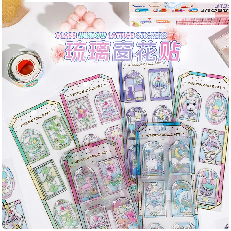 20 قطعة مجموعة موضة جديدة متعددة الألوان زجاج نافذة ملصق مائي الرجعية اليدوية مجلة DIY بها بنفسك زخرفة خلفية لغز ملصق فتاة هدية