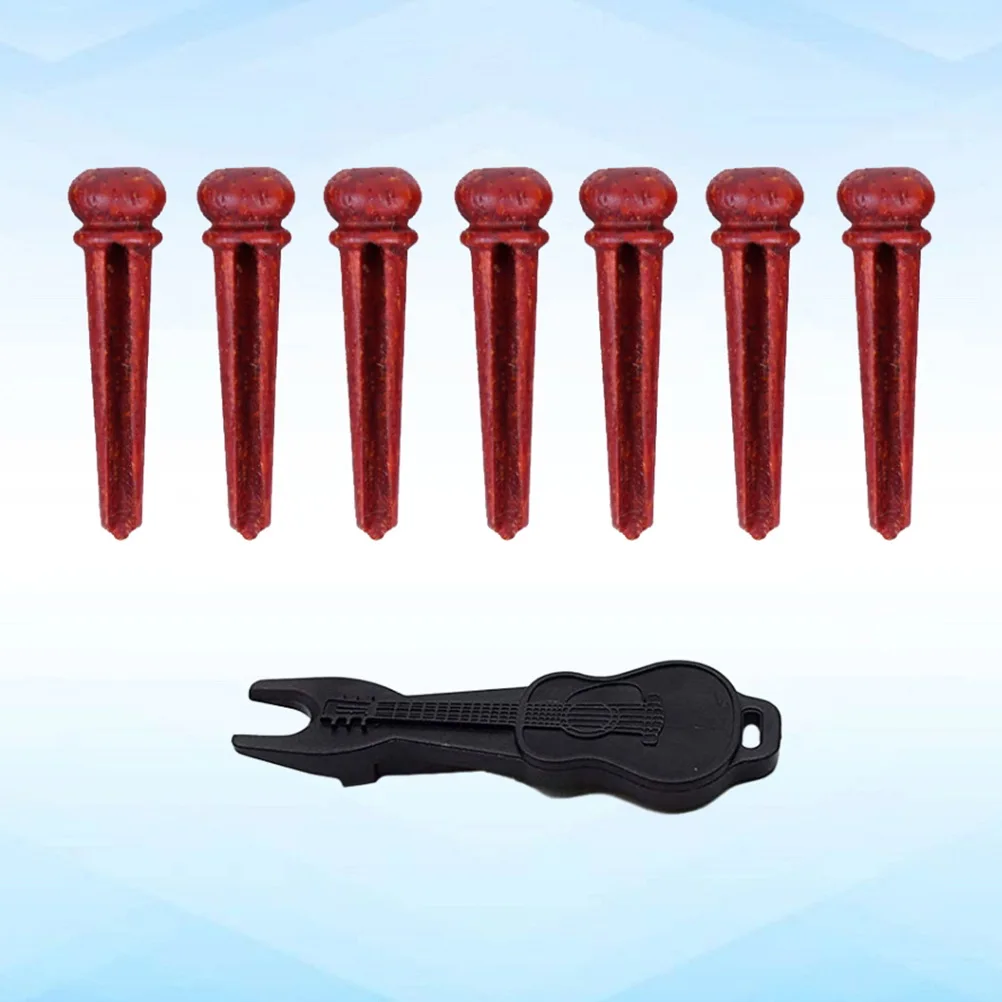 

7 Pcs Guitar String Nails Bridge Strings for Steel Pegs Acoustic Saddle Pin Puller Key