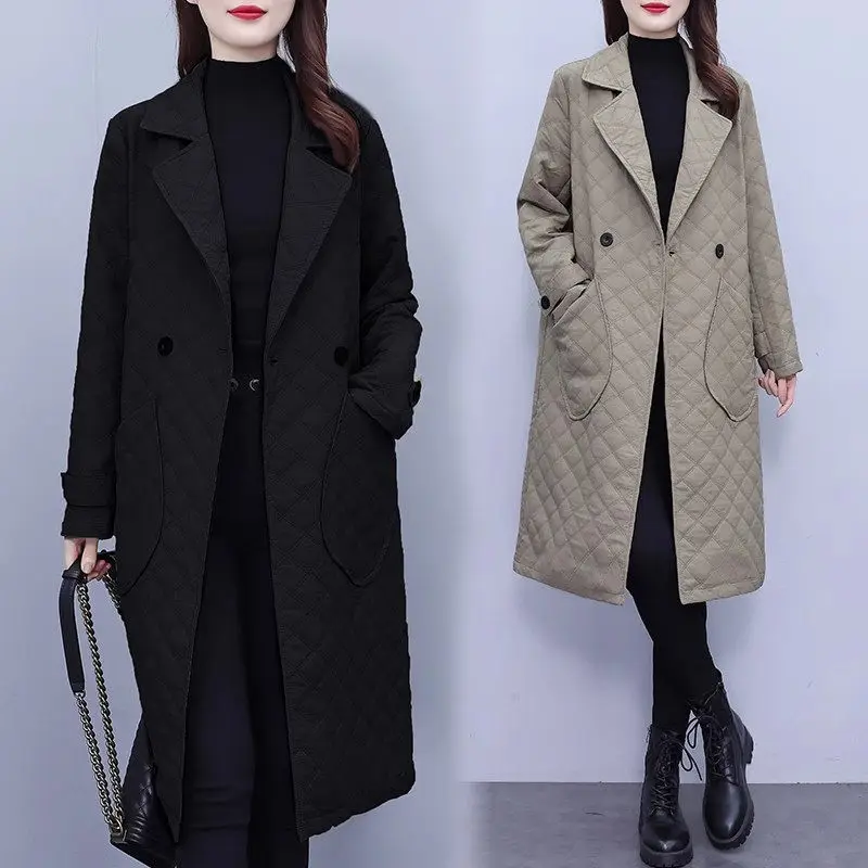 

Oversized Elegant Design Quilted Blazer Coat 2023 Autumn Winter Women's Fashion Loose Versatile Suit Jacket Windbreaker Z2993